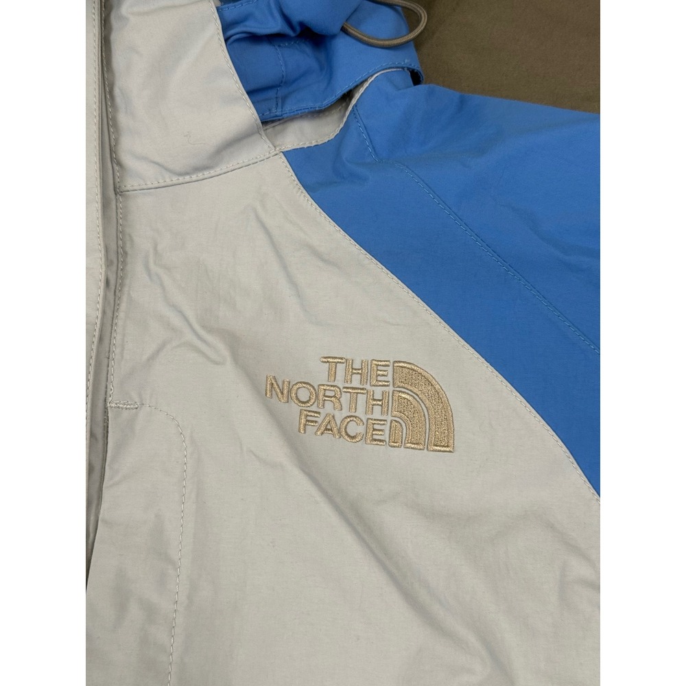 The North Face HyVent Rain Jacket Womens XL Blue Grey Colorblock Hooded Shell - Picture 3 of 14